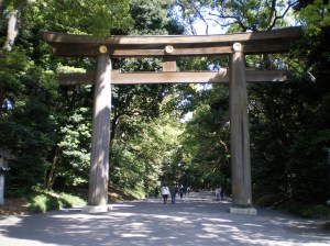 Gate leading to the Meiji Jingu shrine. 